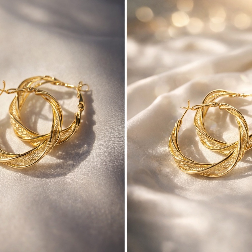 Twisted Gold Hoop Earrings